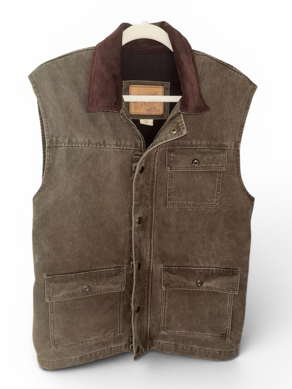 Vermont Country Store Barn Coat Vest Brown Corduroy Collar Men’s M